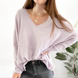 Out From Under Purple Waffle V-Neck